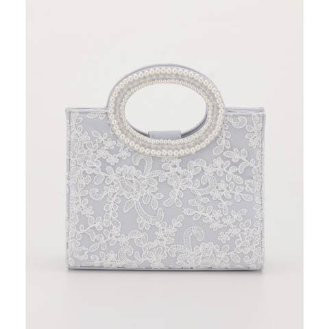 1/30新作![2way]パール＆刺繍パーティーバッグ(シルバー-フリーサイズ)