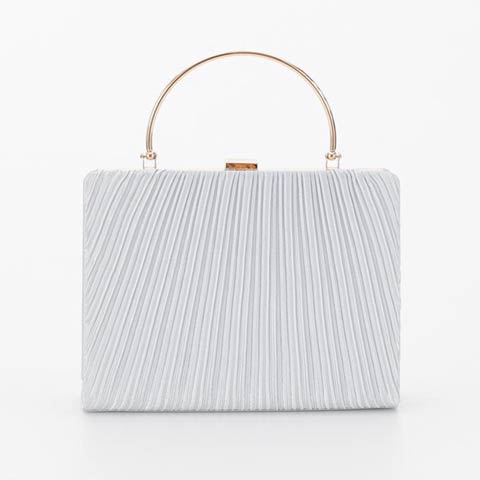 2/5新作![3way]オルガンプリーツパーティバッグ(シルバー-フリーサイズ)