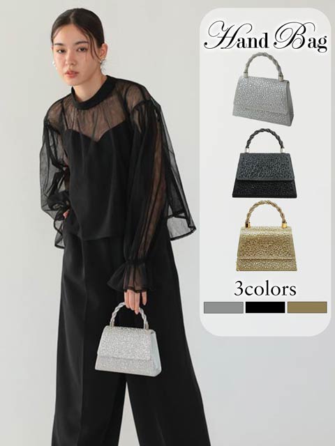 2/9新作![2way]ラインストーンツイストハンドルパーティーバッグ