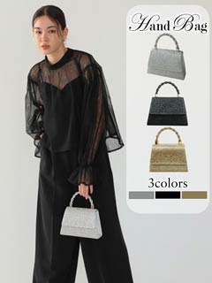 2/9新作![2way]ラインストーンツイストハンドルパーティーバッグ