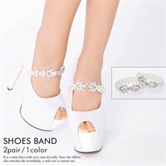 ビジュー付パールシューズバンド