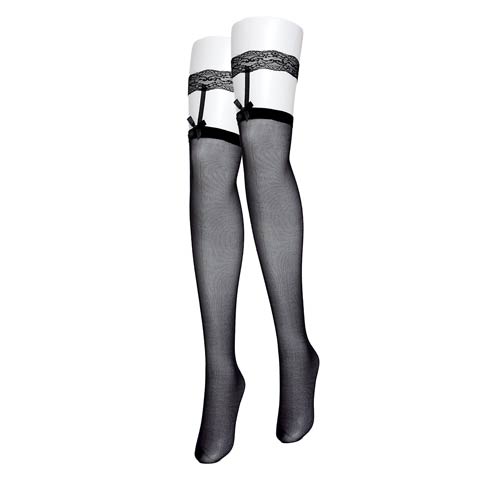 12/4再販!ガーター風リボンレースニーハイストッキング(ブラック-フリー)