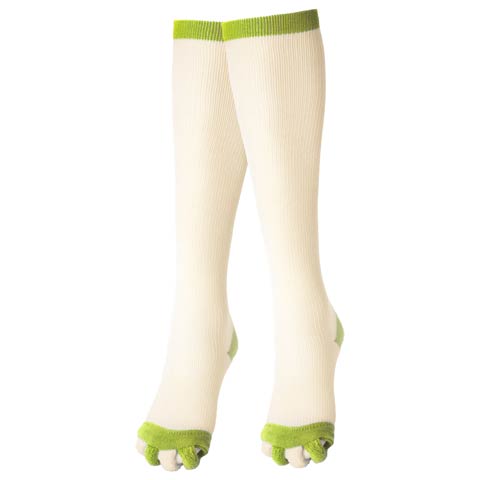 リラックス着圧ロングソックス(グリーン-フリー)