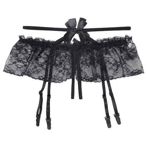 11/18再販!リボンコードレーシィガーターベルト(ブラック-フリー)