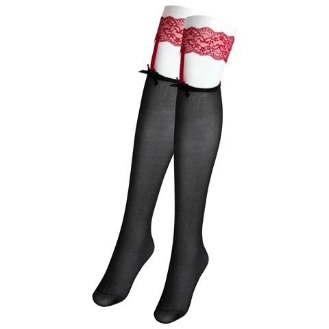 12/22新作!ガーターニーハイストッキング(レッド-フリー)
