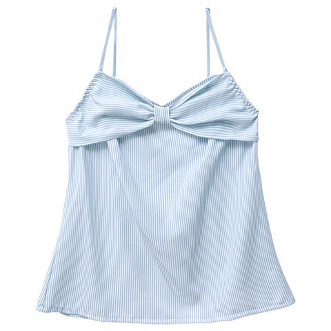 7/2新作!ストライプリボンチャーミングベビードール(サックス-M/ショーツM)
