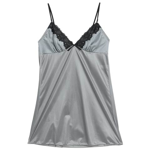 7/28新作!ラグジュアリーグロウサテンベビードール(グレー-M)