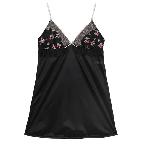 8/22新作!フローラルガーリーフリルベビードール(ブラック-M)