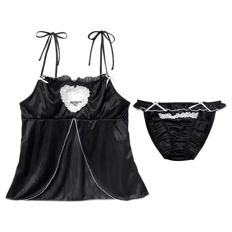 12/5新作!ラブリーカットフリルベビードール(ブラック-M)