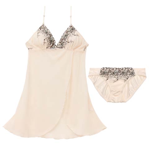 スカラップアイビーバタフライベビードール[おそろいベビードール](クリーム-M)