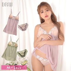 ダスティカラーフラワー刺繍ベビードール