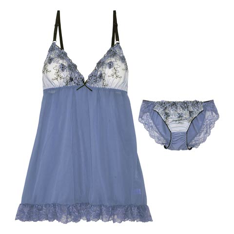 クラシカルフェアローズベビードール(ブルー-M)