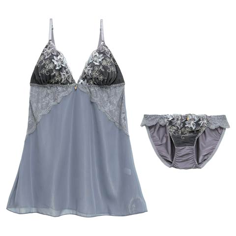 エレガントフェアリーブルームベビードール(ブルーグレー-M)