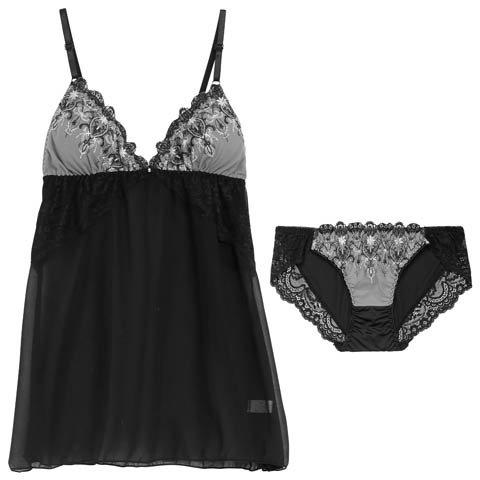 12/15新作!グレイス シャンデリアレースベビードール(ブラック-M)