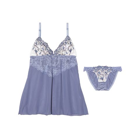 3/9新作!クリスタルブロッサムベビードール(ブルー-M)