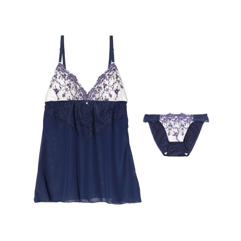 3/9新作!クリスタルブロッサムベビードール(ネイビー-M)