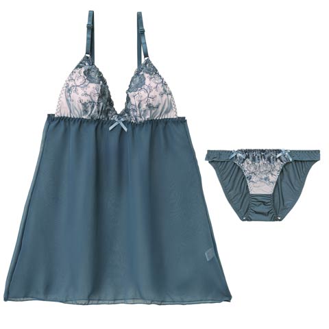 1/23新作!ローズチュールレースベビードール(グリーン-M)