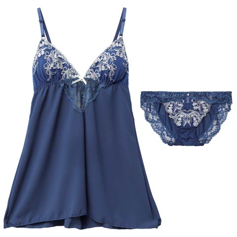 2/11新作!エレガントピュアリリーベビードール(ネイビー-M)