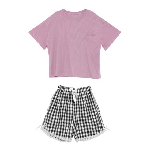 キューティギンガムリブルームウェア(ピンク-M)