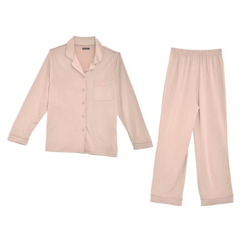 パイピングルームウェア上下セット(ピンク-ML)