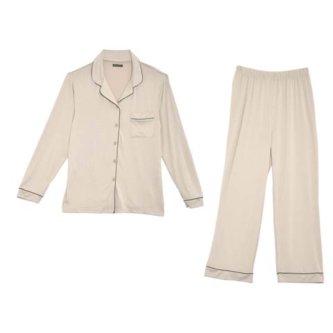 パイピングルームウェア上下セット(ベージュ-ML)