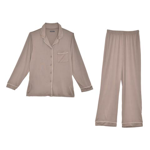 パイピングルームウェア上下セット(ブラウン-ML)