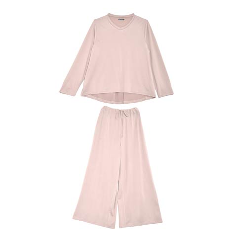 シンプルワンカラーリラックスルームウェア(ピンク-ML)
