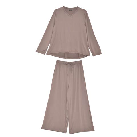 シンプルワンカラーリラックスルームウェア(ブラウン-ML)