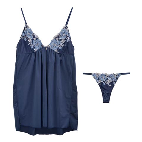 ディープビューティーフラワーベビードール(ネイビー-M)