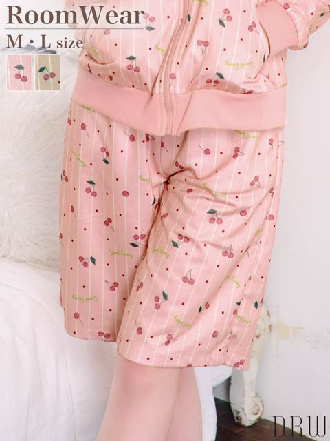 ラブリーストライプチェリールームウェアハーフパンツ