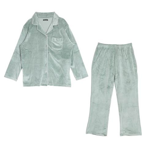 スムースパイピングトップス&ロングパンツルームウェア(ミント-ML)