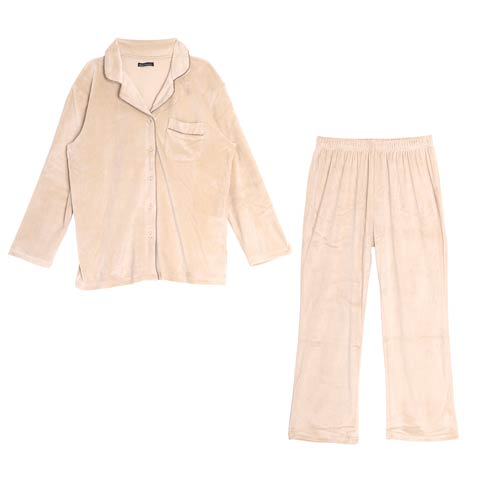 スムースパイピングトップス&ロングパンツルームウェア(ベージュ-ML)