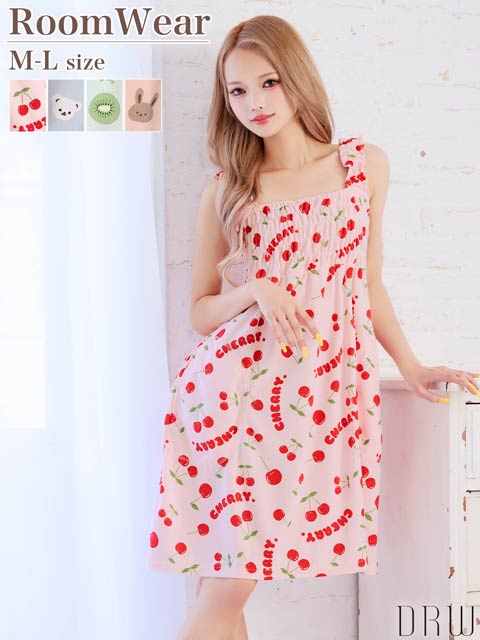 ファンシープリントノースリーブワンピースルームウェア