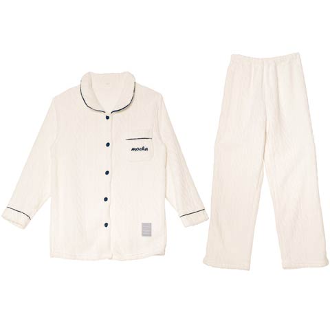 12/15新作!もこもこパイピングルームウェア(オフホワイト-M)