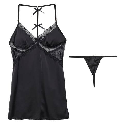 10/23再販!バックリボンコードベビードール(ブラック-フリー)