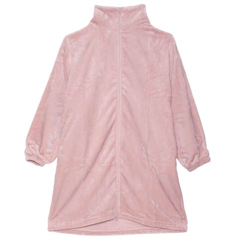 11/12新作!ジップアップモコモコワンピースルームウェア(ピンク-フリー)