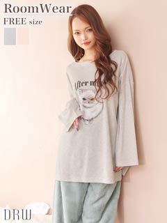 11/19新作!チャーミングキャット長袖トップス&ふわふわロングパンツルームウェア