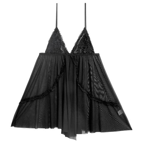 8/22新作!フロントホックフリルシアーベビードール(ブラック-フリー)