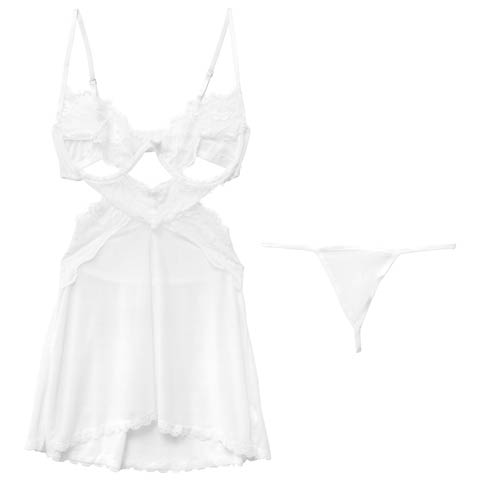 8/13新作!ミスティカットアウトベビードール(ホワイト-フリー)