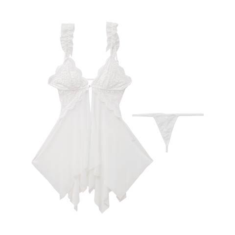 10/6新作!スカラップシアーフリルベビードール(ホワイト-フリー)