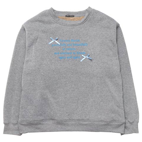 11/28新作!リボンロゴ裏起毛スウェットルームウェア(グレー-M)