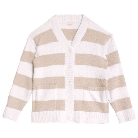 11/24新作!モールニットボーダーカーディガンルームウェア(モカ-M)