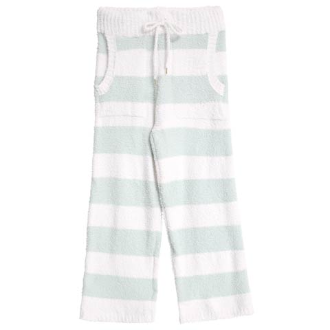 11/24新作!モールニットボーダーロングパンツルームウェア(ミント-M)