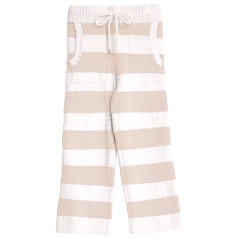 11/24新作!モールニットボーダーロングパンツルームウェア(モカ-M)