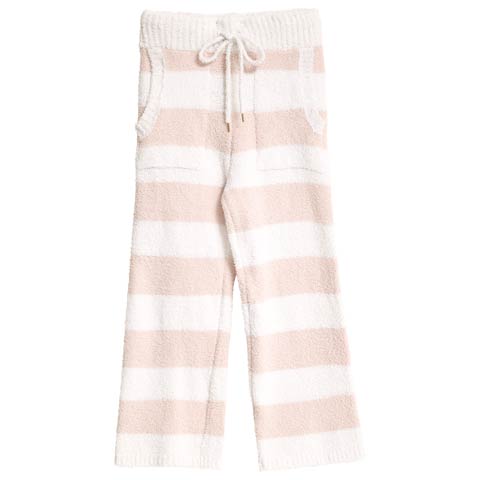 11/24新作!モールニットボーダーロングパンツルームウェア(ピンク-M)