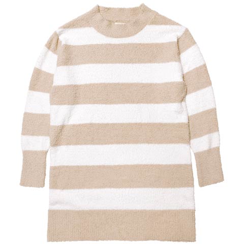 11/21新作!ふわふわダスティーボーダー長袖ワンピースルームウェア(モカ-M)