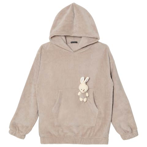 11/26新作!マスコット付きもこもこパーカールームウェア(モカ-フリー)