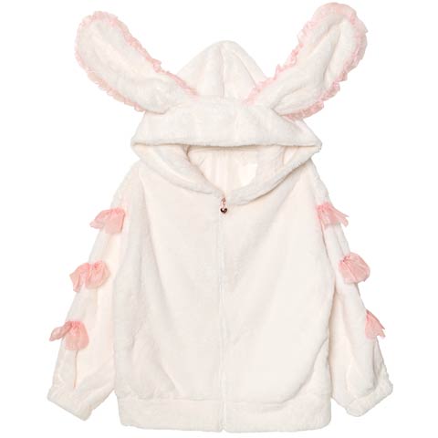 11/28新作!ラブリーバニーもこもこパーカールームウェア(アイボリー-M)