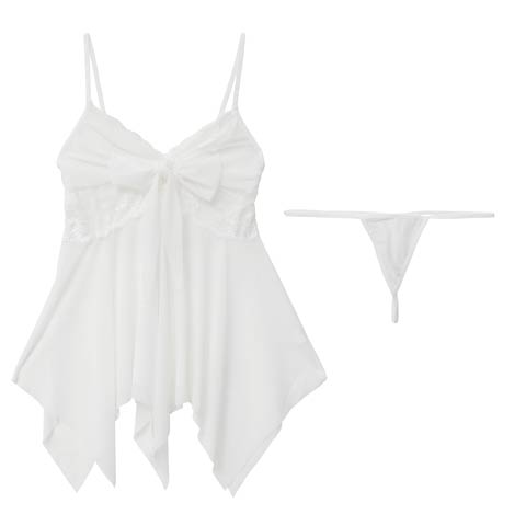 10/15新作!フロントリボンレーシィベビードール(ホワイト-フリー)