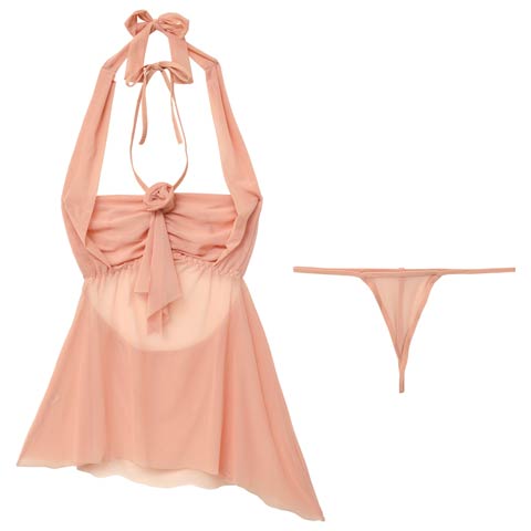 2/4新作!ミステリアスローズチュールベビードール(ピンク-フリー)